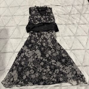 Y2K Vintage Silk Floral Wimsy Wedding GuestDark Spense Dress Sz 2 Date Feminine